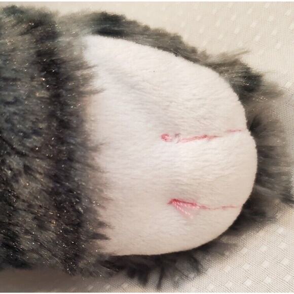 Teddy Mountain Grey Striped Cat Stuffed Animal Plush Toy Embroidered Eyes - Picture 6 of 11